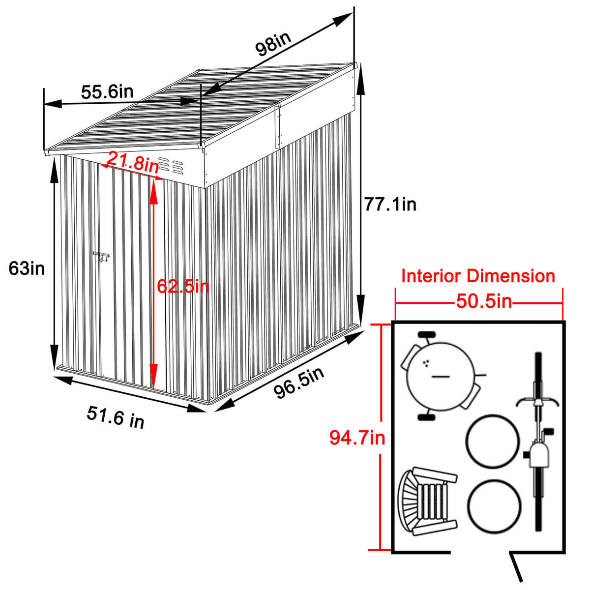 lean to metal shed for backyard lawn 4x10