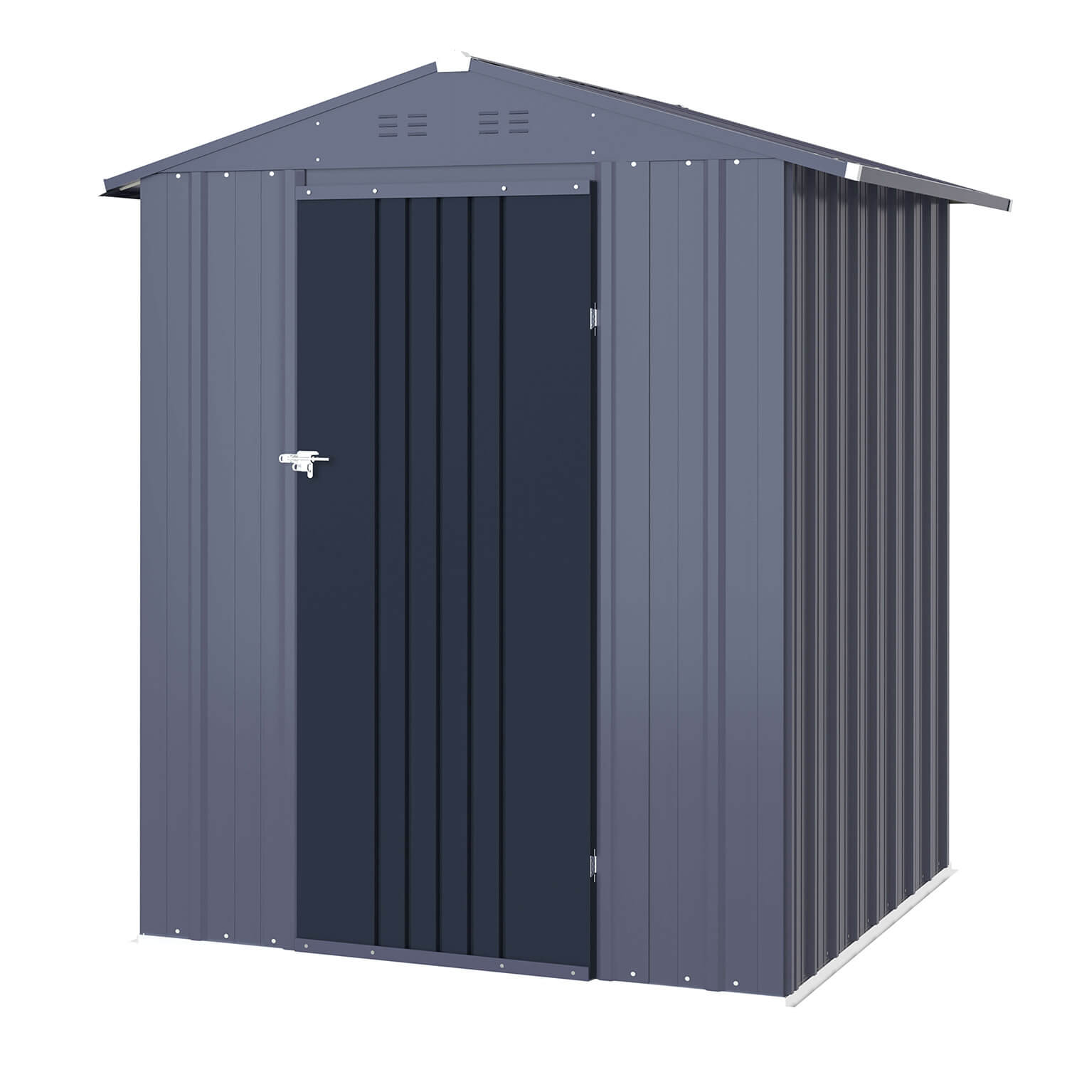 Small Metal Shed With Lockable Door Air Vents For Lawn Yard Grey Small metal shed with lockable door air vents for lawn yard grey