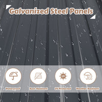 outdoor wood storage shed, galvanized steel roof