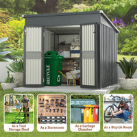 Metal storage shed with two doors