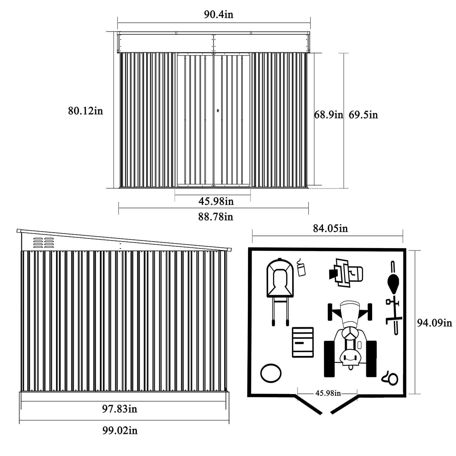 VEIKOUS 6×10 Metal Shed with Lockable Doors, Outdoor Storage