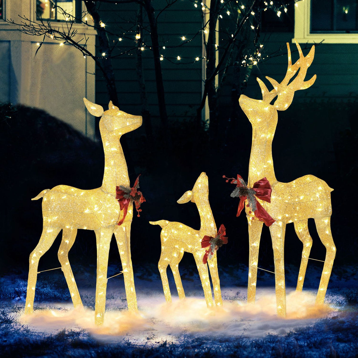illuminated deer set for outdoor, Gold