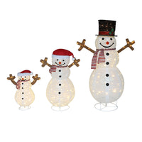 Veikous Outdoor Lighted Snowman, Snowman Family for Yard, 3-Piece Snowman Christmas Decor with LED Lights, Ground Stakes