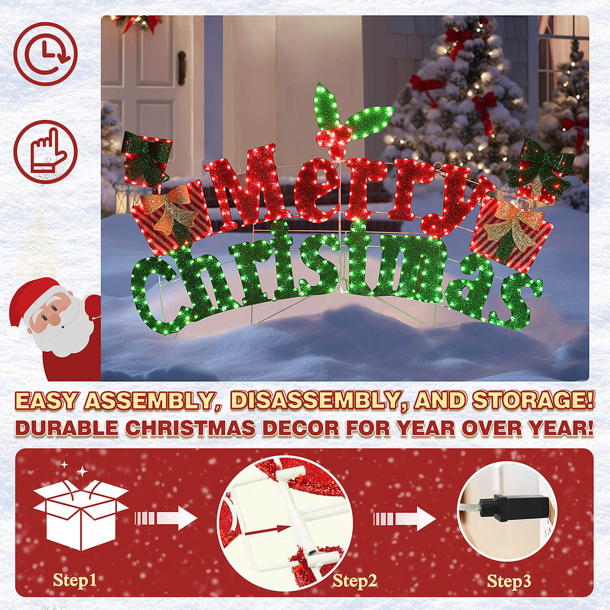 Veikous Outdoor Merry Christmas Sign