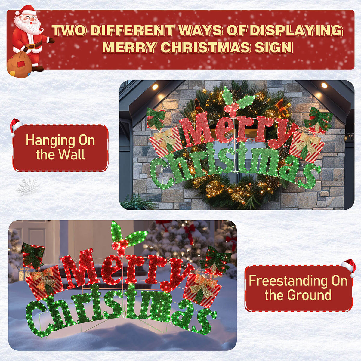 Veikous Outdoor Merry Christmas Sign