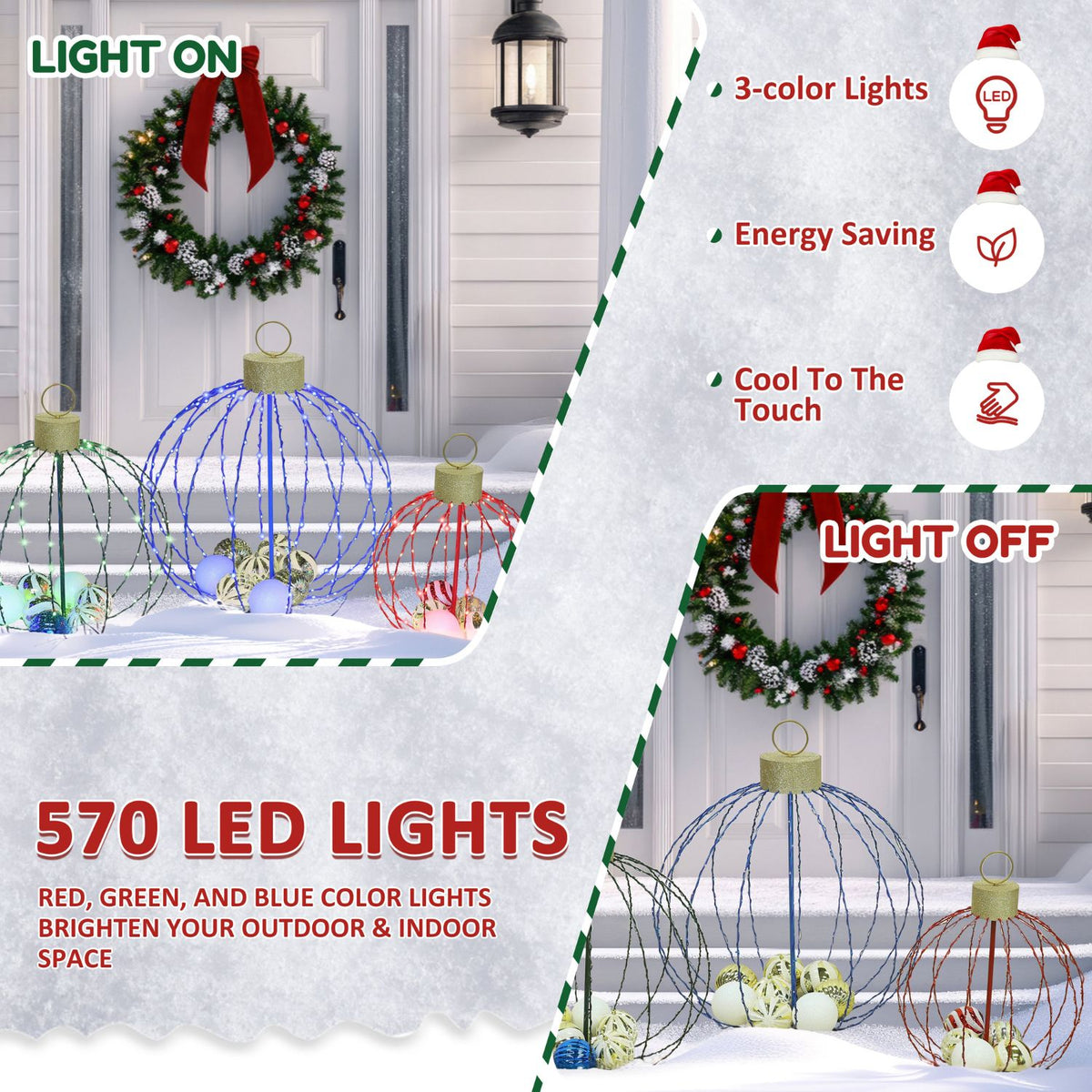 3 color Christmas LED outdoor ball lights
