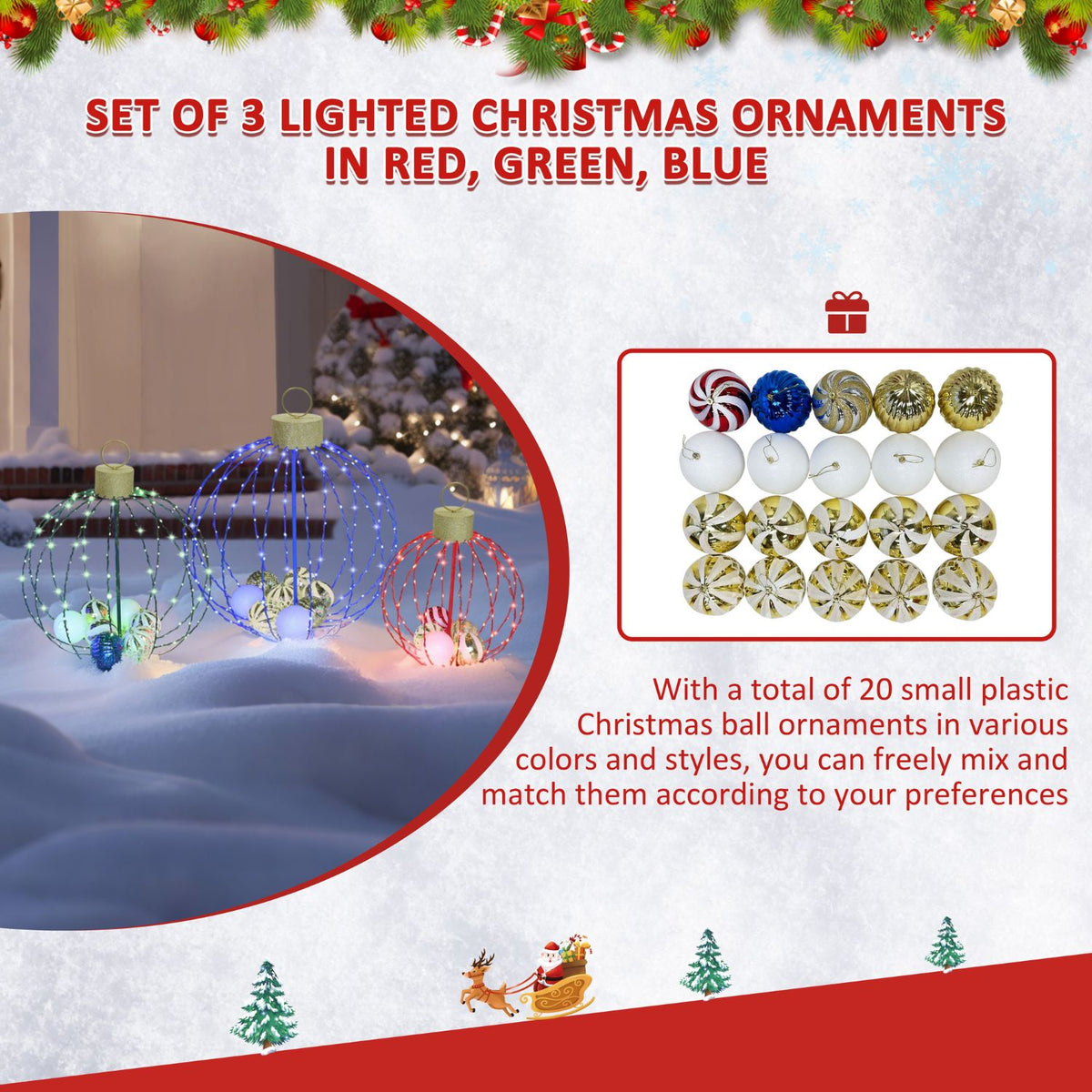 Metal Sphere Lights with Mini Balls Ornament