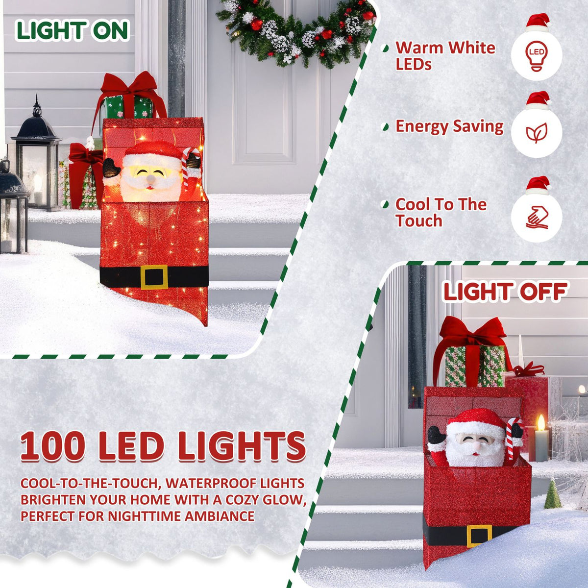 Outdoor Tinsel Santa Decoration