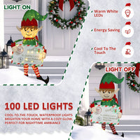 Elf Christmas Decoration with 100 Warm White LED Lights