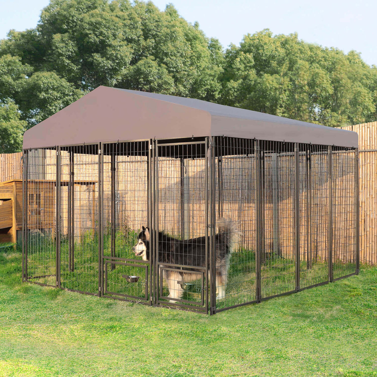VEIKOUS Large Dog Kennel, Outdoor Dog House with Roof – Veikous