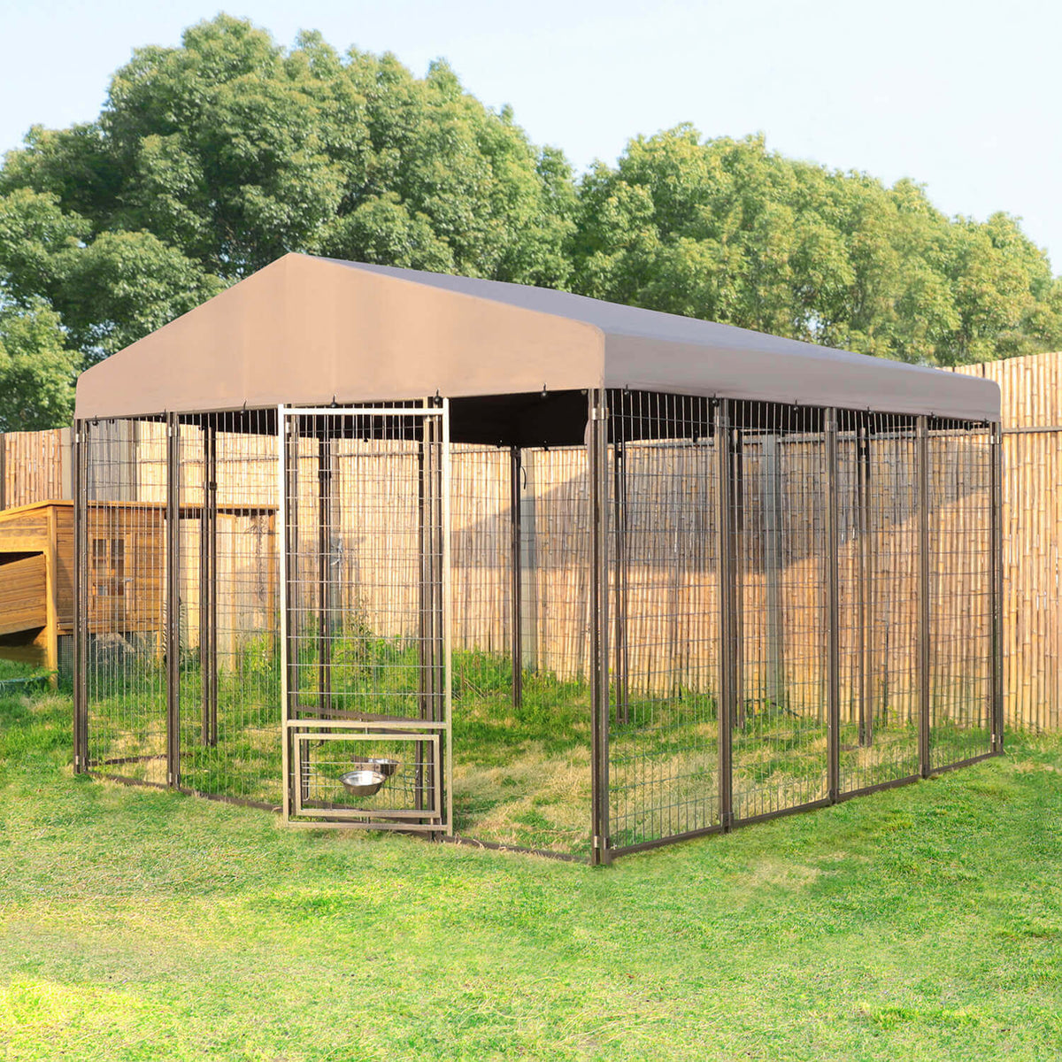 VEIKOUS Large Dog Kennel, Outdoor Dog House with Roof โ Veikous