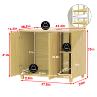 Veikous Hidden Cat Litter Box Enclosure, Cat Cabinet with 2 Doors, Cat Washroom Furniture with Scratch Pad