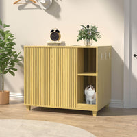 Veikous Hidden Cat Litter Box Enclosure, Cat Cabinet with 2 Doors, Cat Washroom Furniture with Scratch Pad