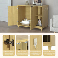 Veikous Hidden Cat Litter Box Enclosure, Cat Cabinet with 2 Doors, Cat Washroom Furniture with Scratch Pad
