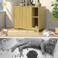 Veikous Hidden Cat Litter Box Enclosure, Cat Cabinet with 2 Doors, Cat Washroom Furniture with Scratch Pad