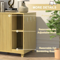 Veikous Hidden Cat Litter Box Enclosure, Cat Cabinet with 2 Doors, Cat Washroom Furniture with Scratch Pad