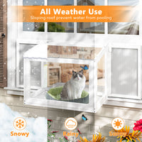 Veikous Wooden Cat Window Box, Catio Window Perch for Sunbathing, Napping, Overlooking