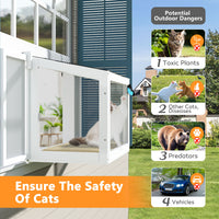 Veikous Wooden Cat Window Box, Catio Window Perch for Sunbathing, Napping, Overlooking