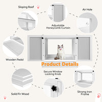 Veikous Wooden Cat Window Box, Catio Window Perch for Sunbathing, Napping, Overlooking