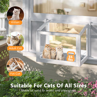 Veikous Wooden Cat Window Box, Catio Window Perch for Sunbathing, Napping, Overlooking