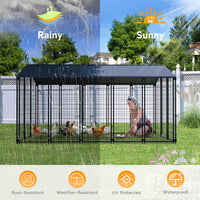 Veikous Metal Chicken Coop, Walk in Chicken Cage with Metal Roof for Yard