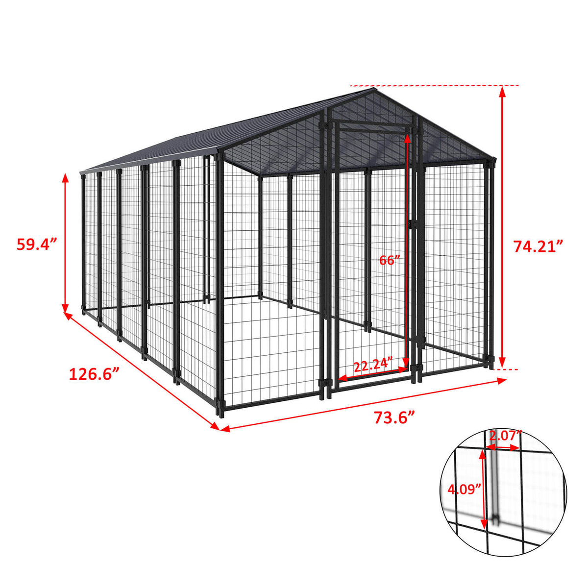 Veikous Metal Chicken Coop, Walk in Chicken Cage with Metal Roof for Yard