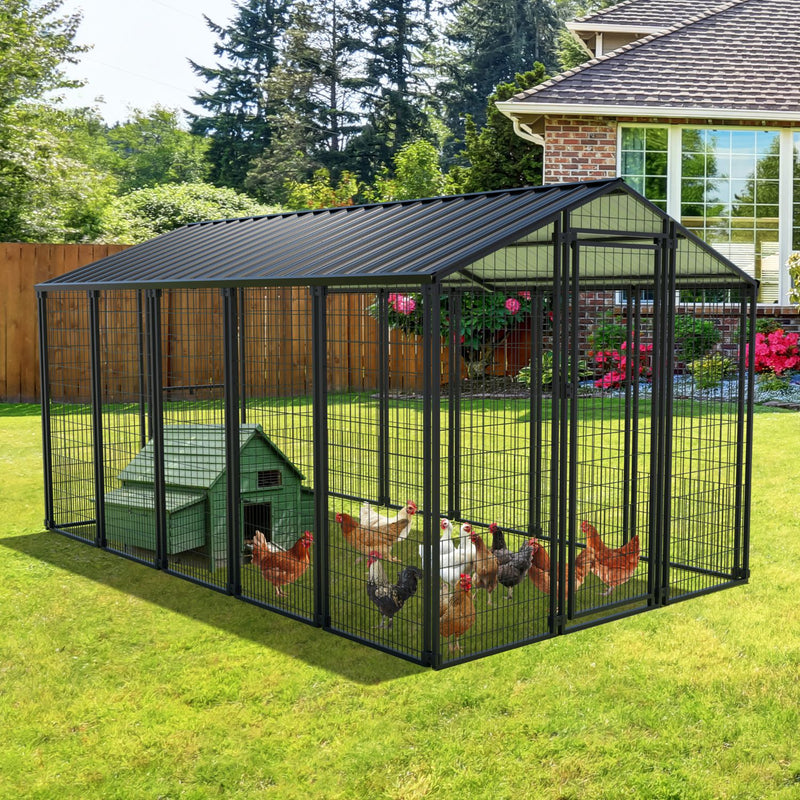 Walk in Chicken Cage with Steel Roof