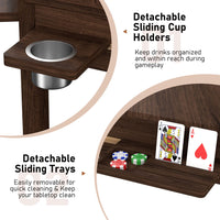Wooden Game Table with Sliding Cup Holders and Trays