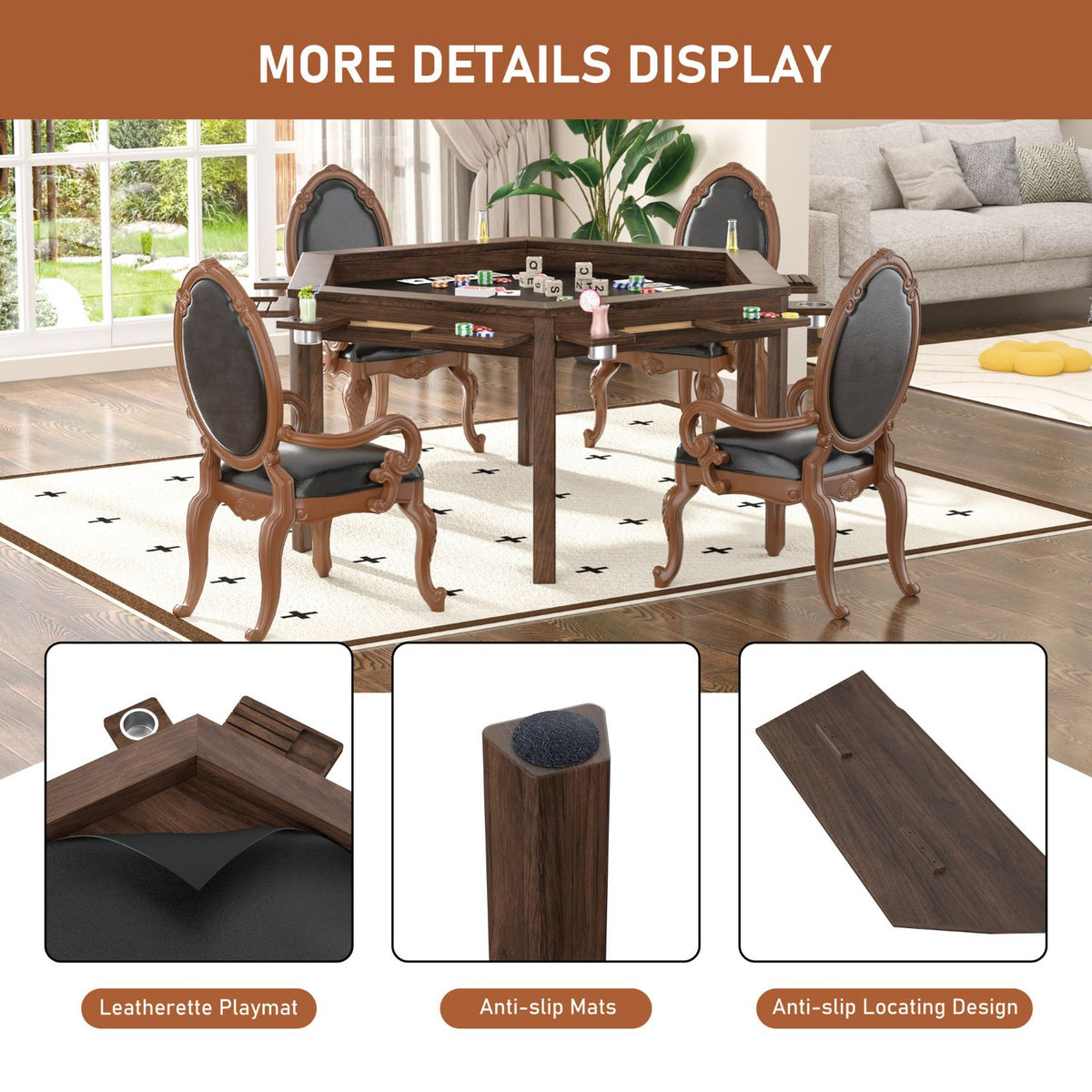 Veikous Game Table with Sturdy Legs