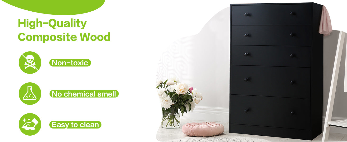 5 drawer wood chest of drawers