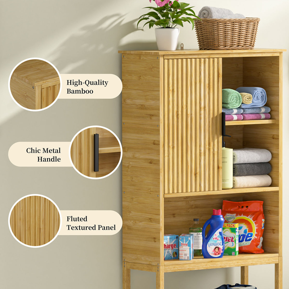 Over the Toilet Storage Cabinet with Sliding Door