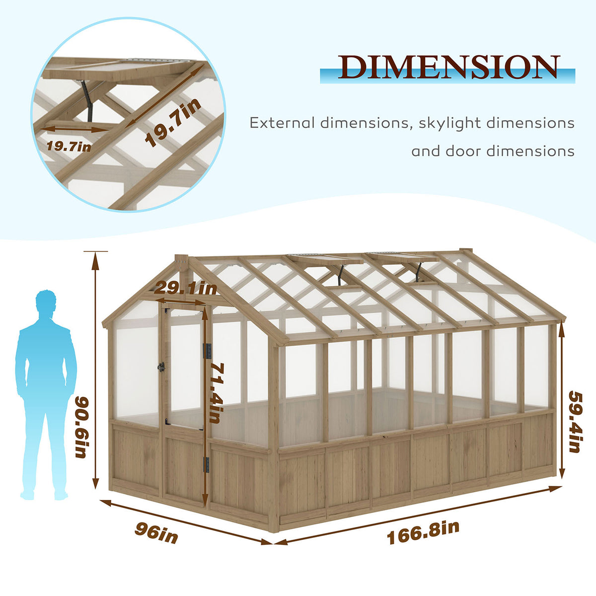 8x14 Cedar Greenhouse for Outdoors with Vent Window, 8x16 – Veikous