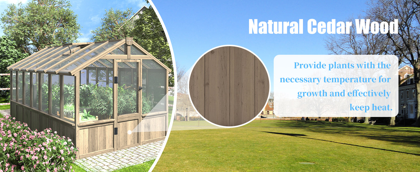 Laege Cedar Wood Greenhouse