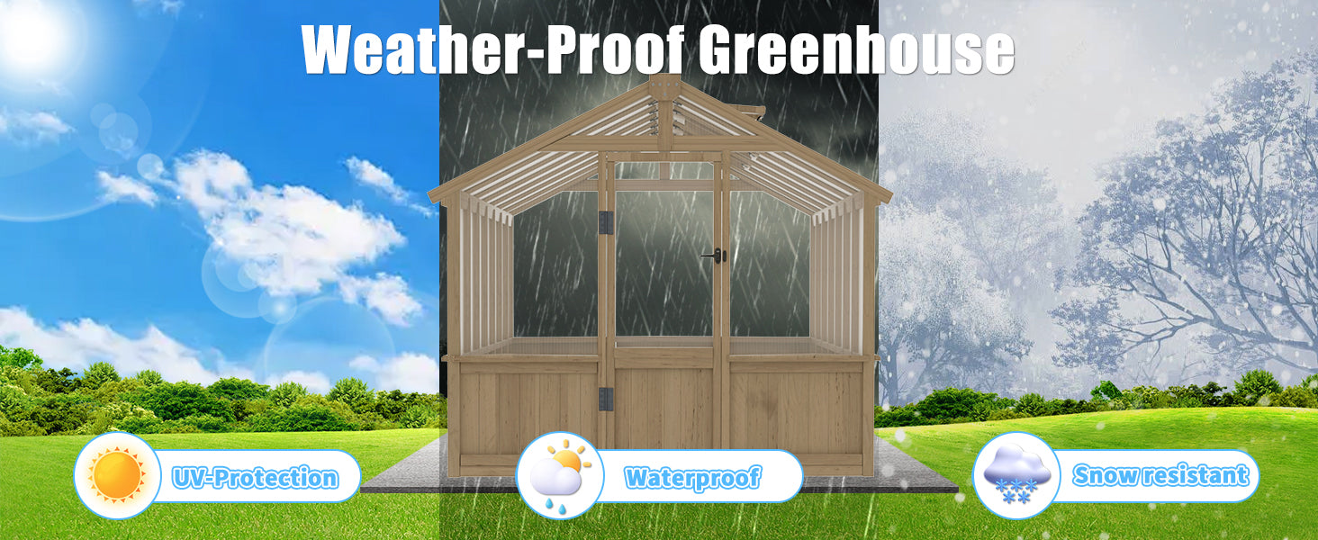 Weather-proof cedar poly greenhouse
