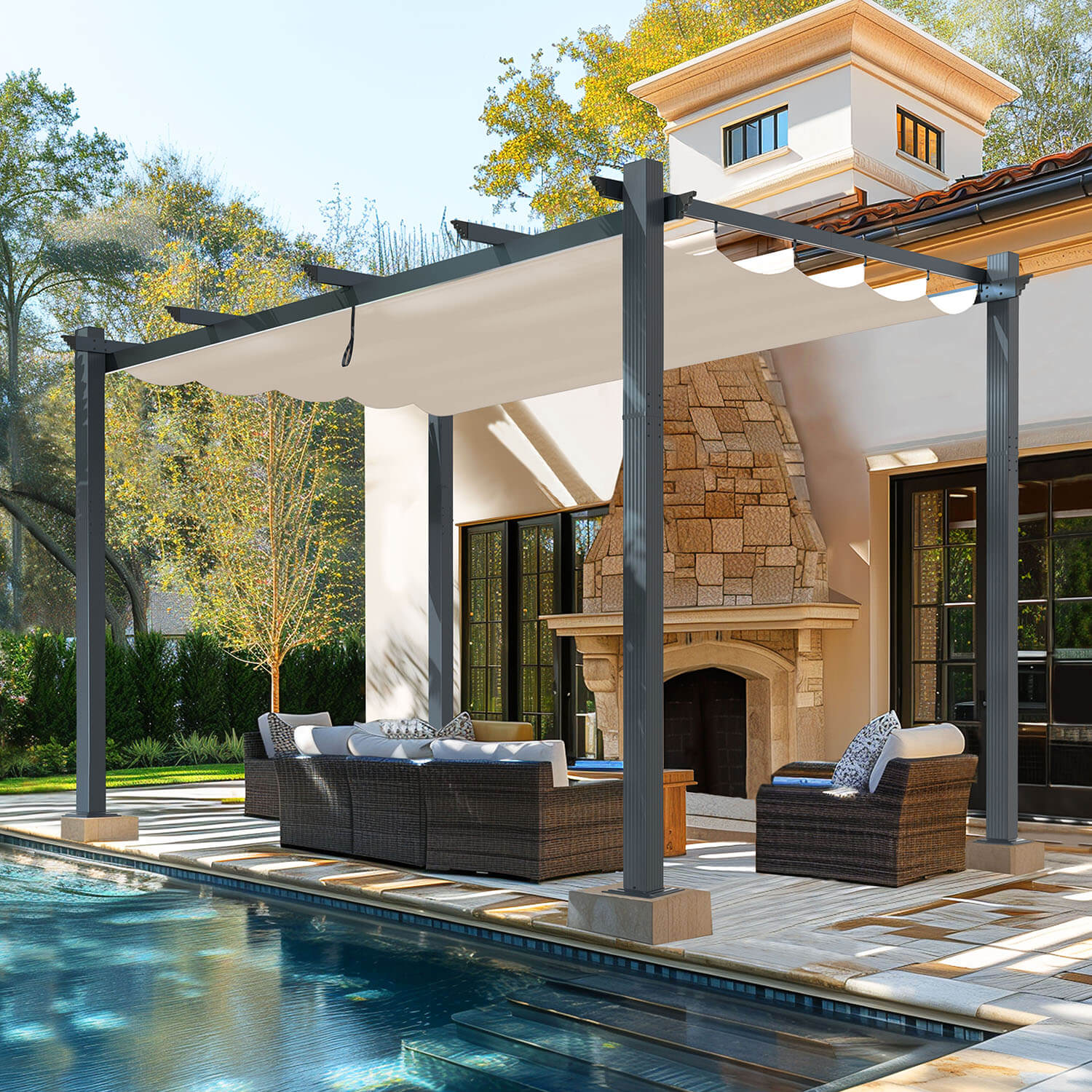 望郷 10x13 pergola, Outdoor Aluminum Canopy – Veikous