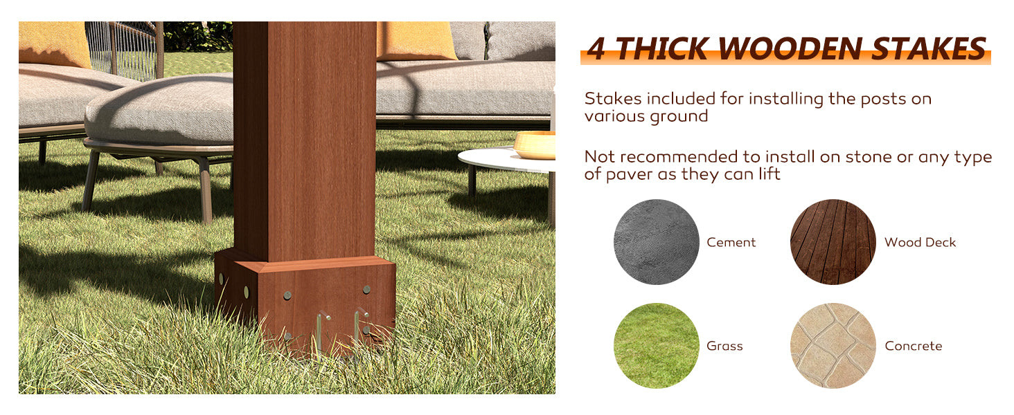 Large Cedar Pergola Wooden Stakes