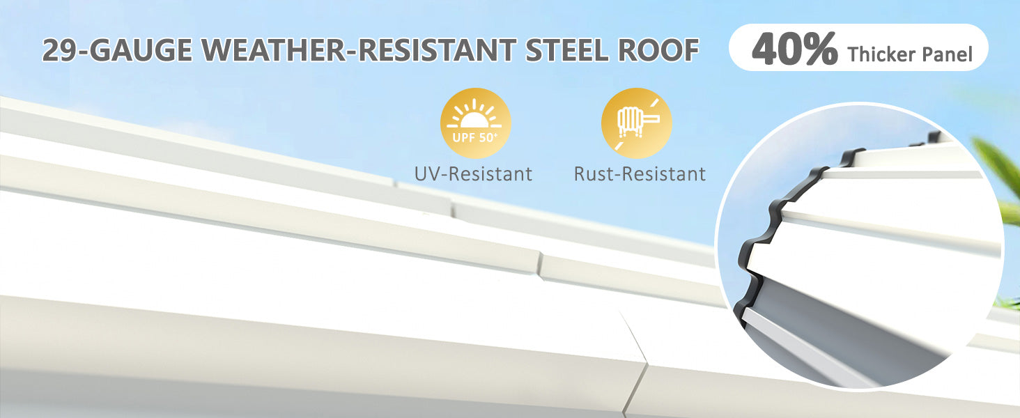 veikous carport with 29-guage weather-resistant steel roof