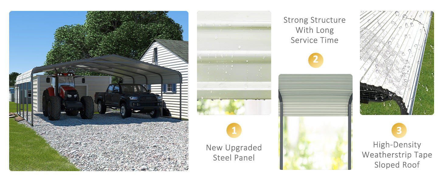 veikous carport with steel panels and strong structure