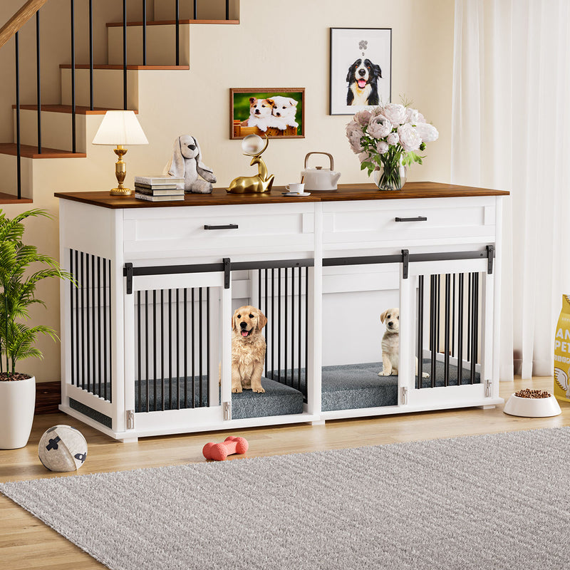Large Dog Crate End Table for 2 Dogs