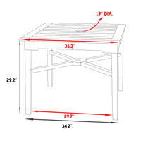 VEIKOUS Patio Table with Umbrella Hole, Square Outdoor Dining Table for 4
