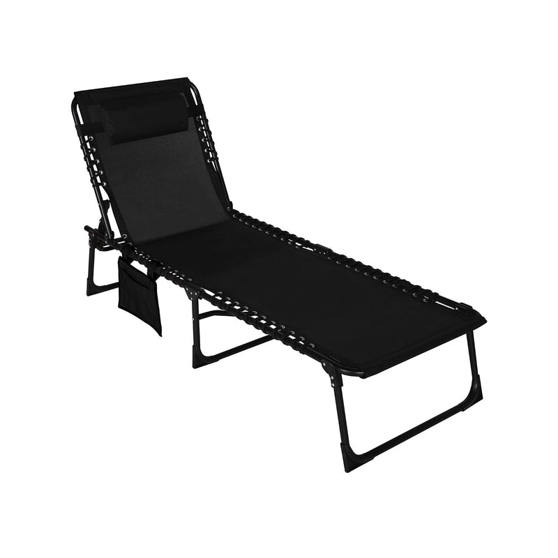 veikous 4-Fold Patio Chaise Lounge Chair with Pocket & Pillow -  veikous Chaise lounge 74.99