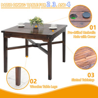 VEIKOUS Patio Table with Umbrella Hole, Square Outdoor Dining Table for 4