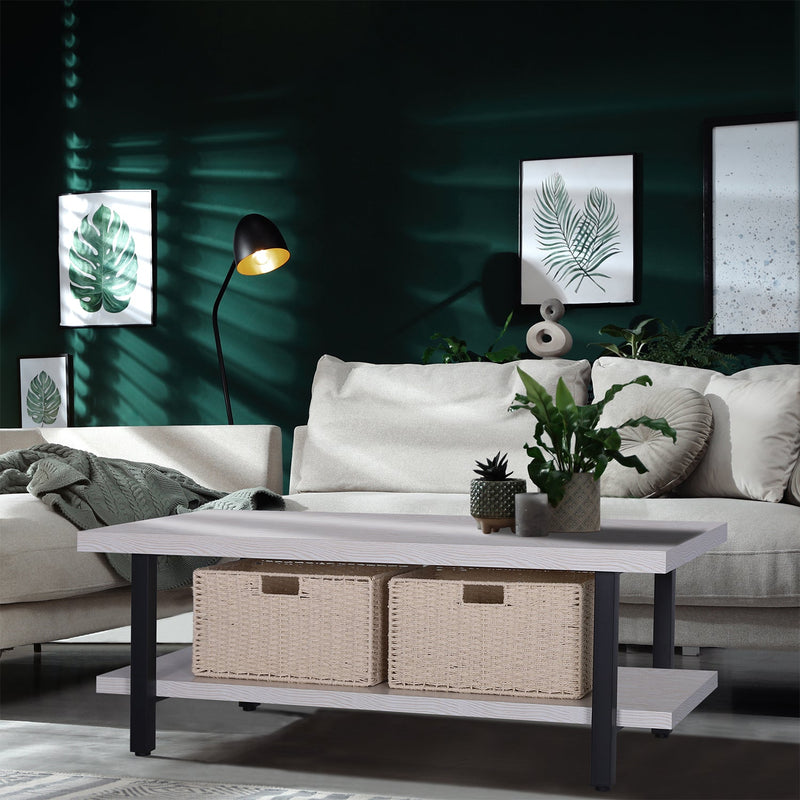  veikous 47" Large Coffee Table with Foldable Woven Baskets -  veikous Coffee tables 88.99