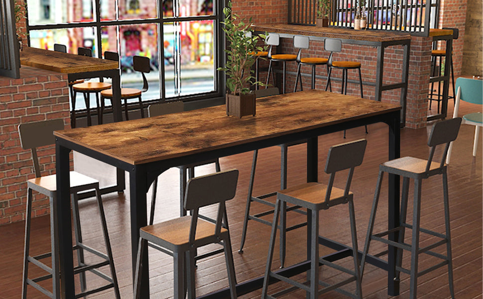 VEIKOUS 47'' High Bar Table Industrial Dining Table, Tall Counter Height Pub Table for Dining Room, Kitchen or Living Room