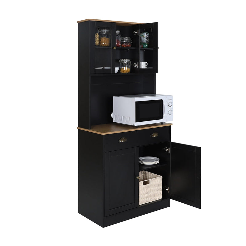 veikous 72" Kitchen Pantry Cabinet Storage Hutch with Microwave Stand -  veikous Buffets & sideboards 278.99