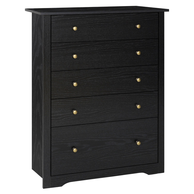 VEIKOUS Oversized Dresser Chest of Drawers for Bedroom Storage, Tall 5 Drawer Dresser Wood Grain with Metal Knobs for Living Room, Hallway and Entryway