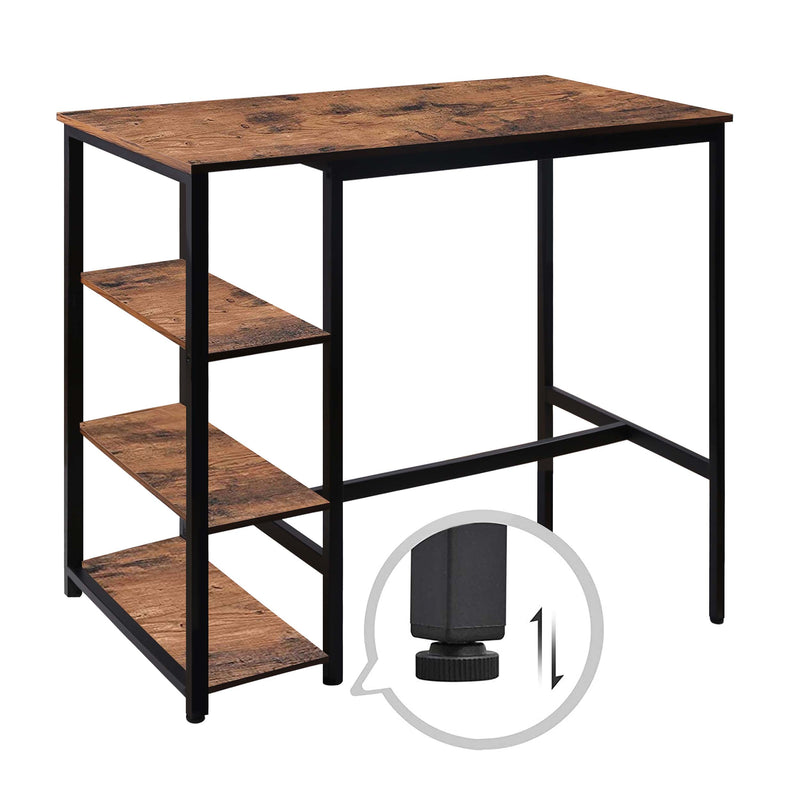veikous VEIKOUS High Industrial Bar Dining Table Set with Storage Shelves, Rustic Brown -  veikous Dining sets 169.99