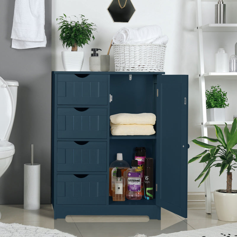 Small Bathroom Storage Cabinet Organizer with 4 Drawers and 1 Cupboard
