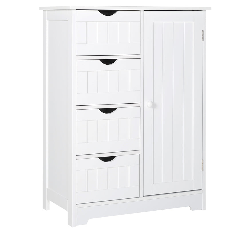 Small Bathroom Storage Cabinet Organizer with 4 Drawers and 1 Cupboard
